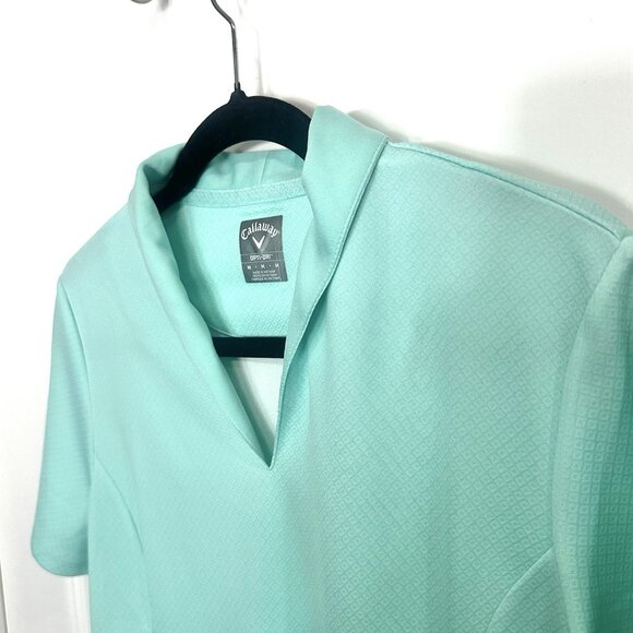 Callaway Women’s Opti-Dry Golf Polo Shirt Sz Med Aqua Blue Quick Dry MSRP $117 - Picture 2 of 12